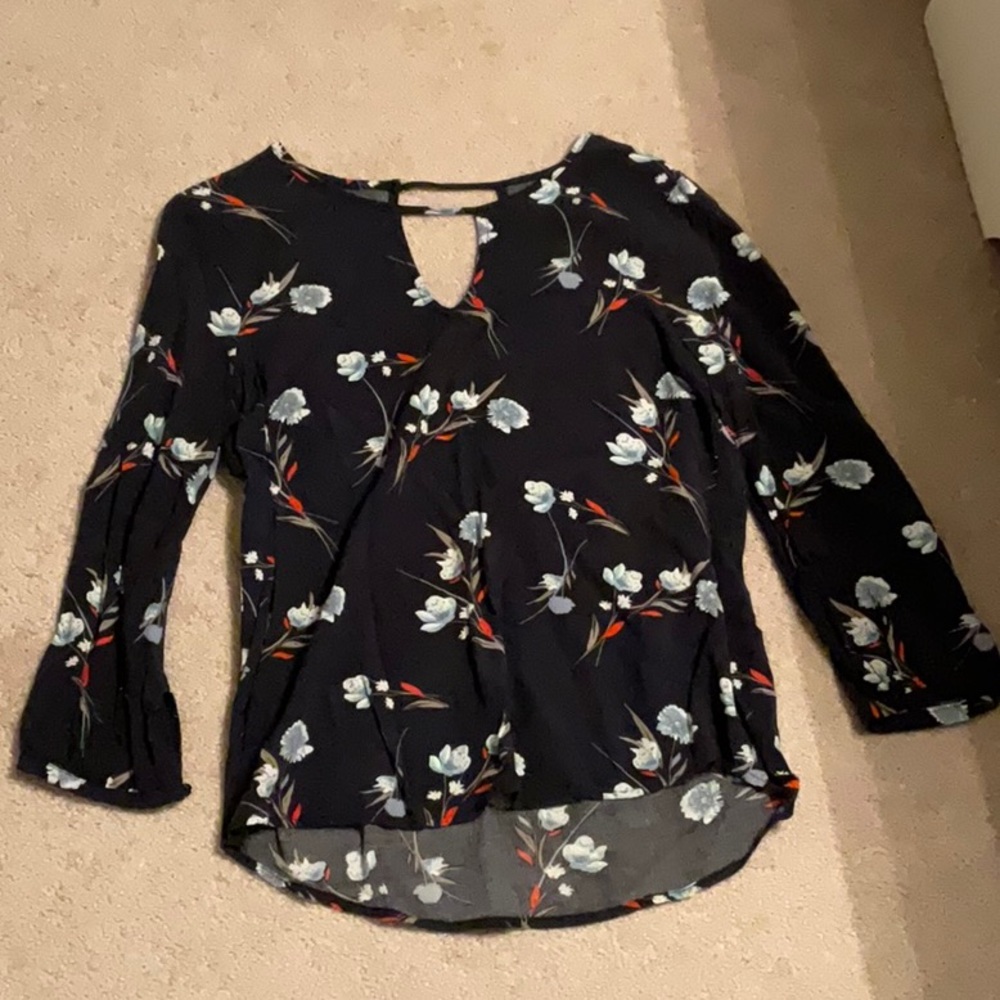 Soaked in Luxury Navy Floral Printed Blouse